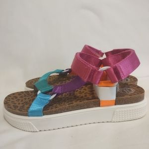 Big girls sport fashion sandals multicolor ombre rainbow leopard size 4